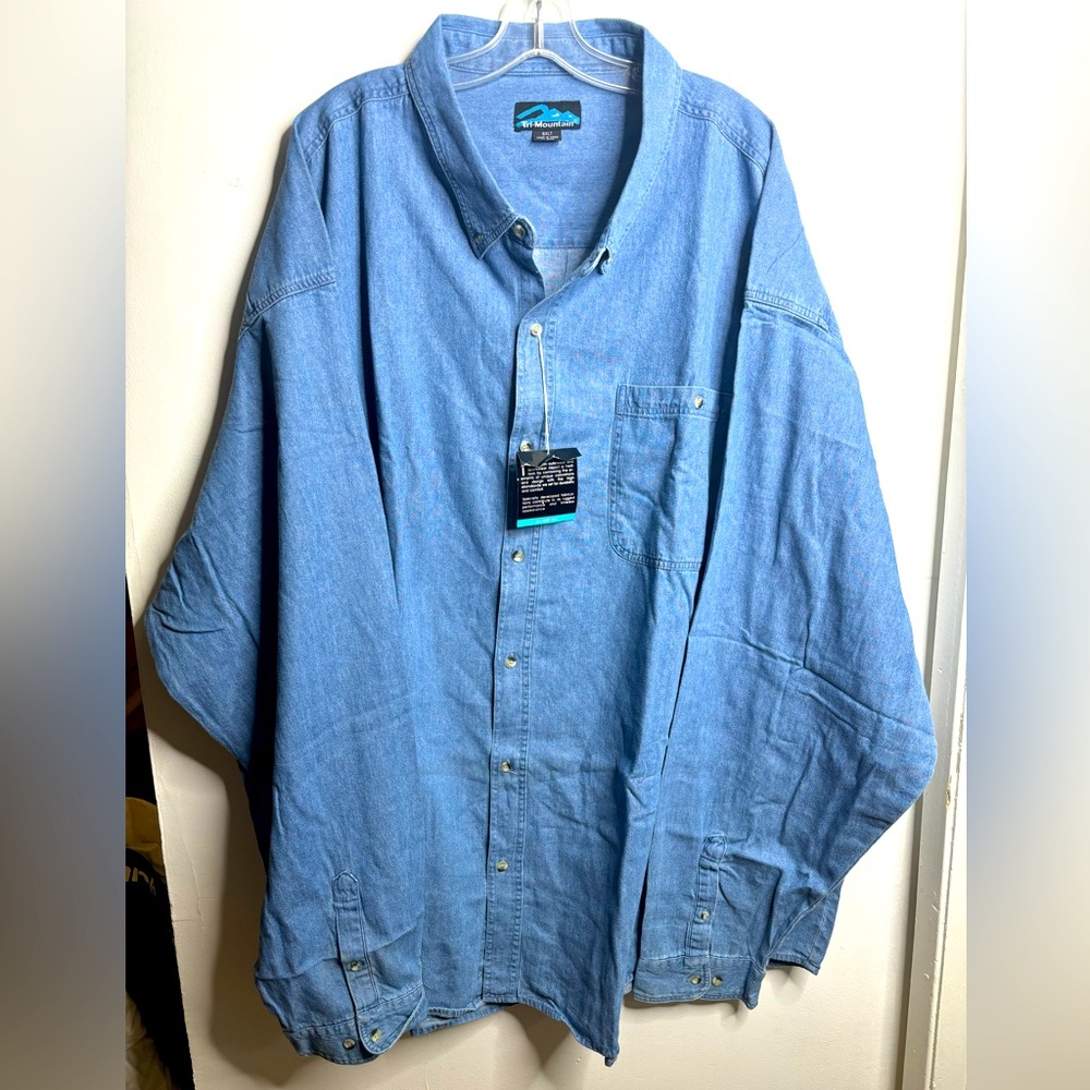 NWT Tri-Mountain Blue Business Casual button Down Mens Size 5XL Plus Size Shirt